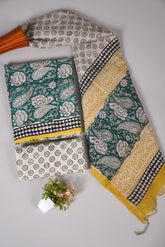 Hand Block Printed Cotton Suit With Chnaderi Dupatta Suit Sets